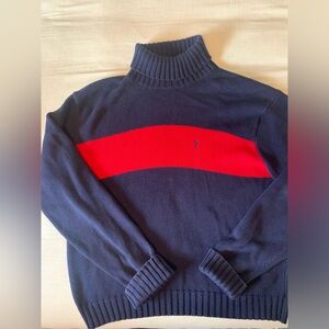 Vintage Ralph Lauren Polo Navy and Red Turtelneck Sweater